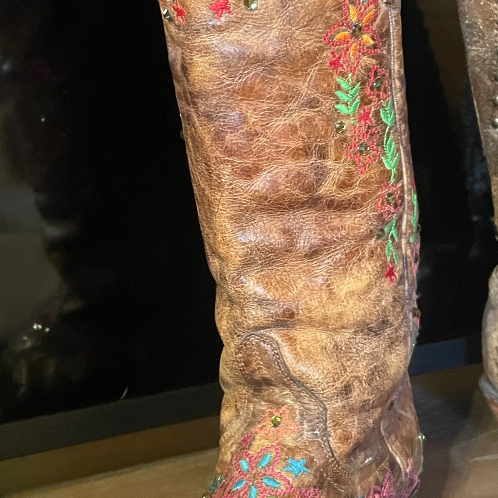 Old Gringo Brown Floral Embroidered cowboy Boots please read description - Picture 2 of 5